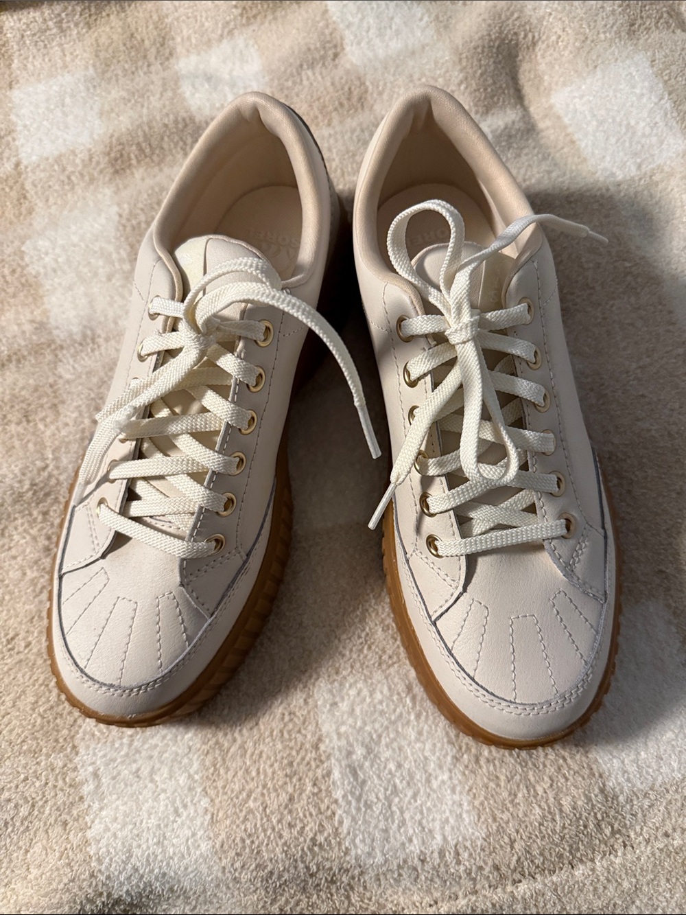 Sorel Women's Cream Lace-Up Casual Sneakers with Gum Sole